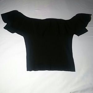 Black off the shoulder crop top